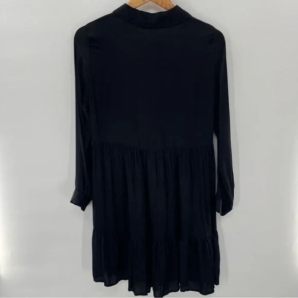 Zara Woman Black Silky Ruffle Tunic Dress Size XS - Picture 5 of 11